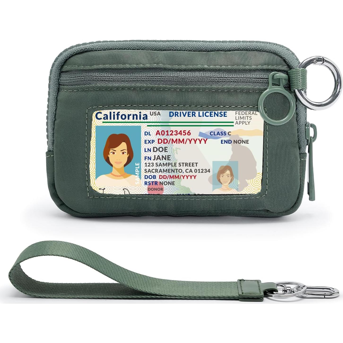 Cartera Mini YDF para Mujeres con Cierre y Ventana ID Verde