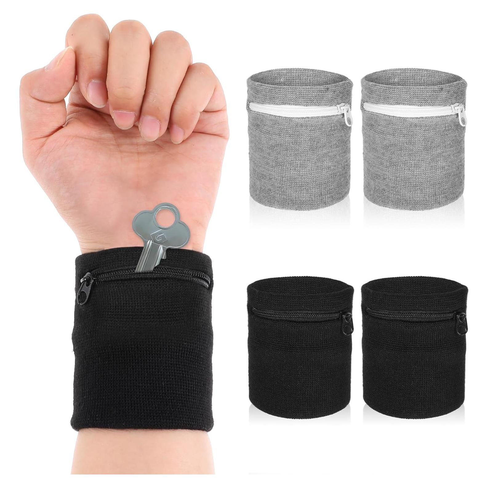 4 Piezas Cartera de Muñeca Mabor con Cremallera - Negro y Gris