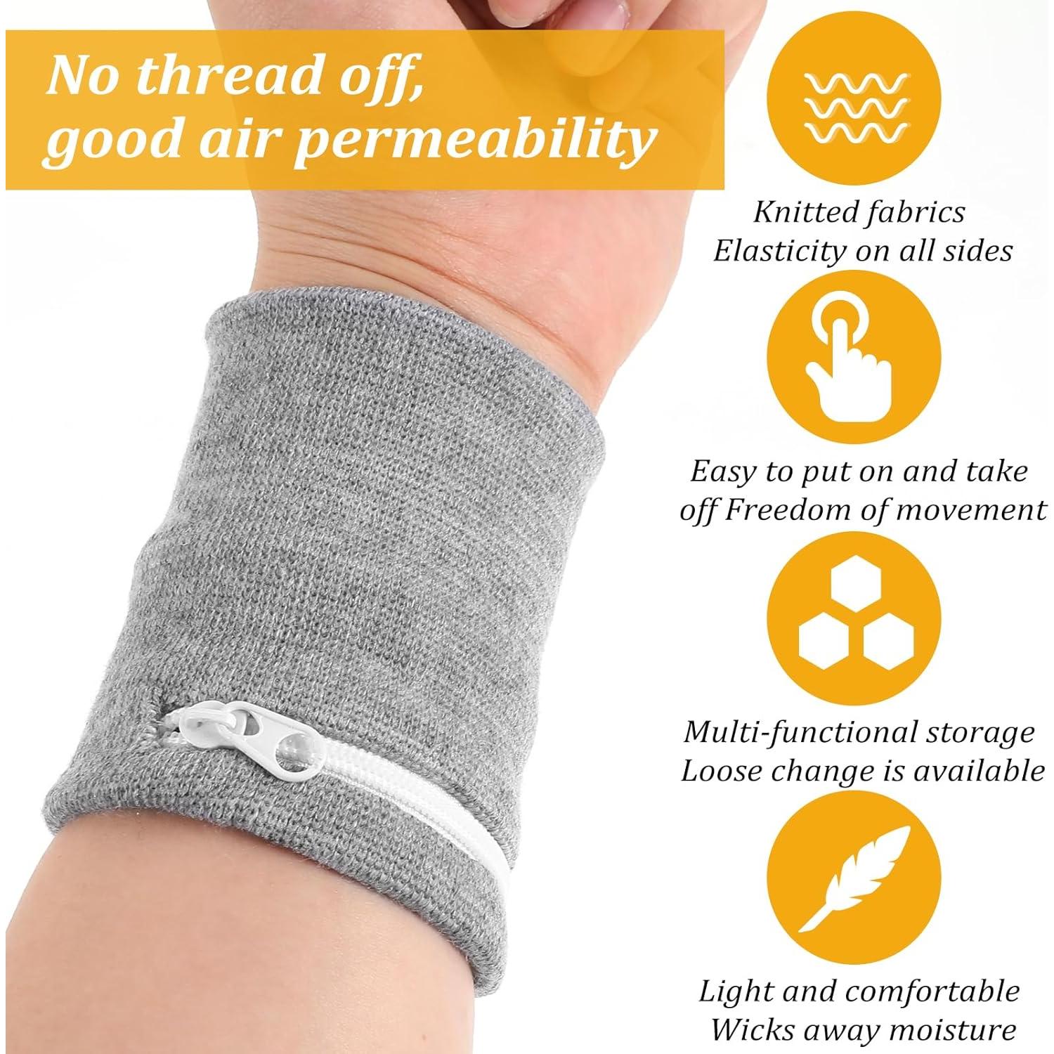 4 Piezas Cartera de Muñeca Mabor con Cremallera - Negro y Gris