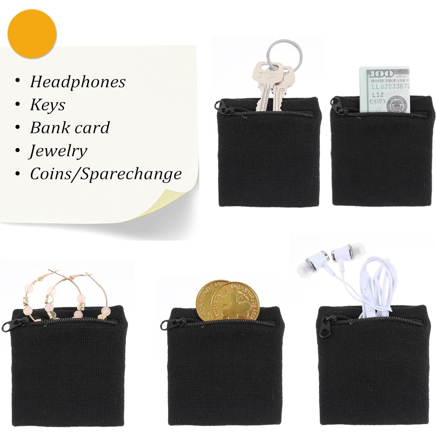 4 Piezas Cartera de Muñeca Mabor con Cremallera - Negro y Gris