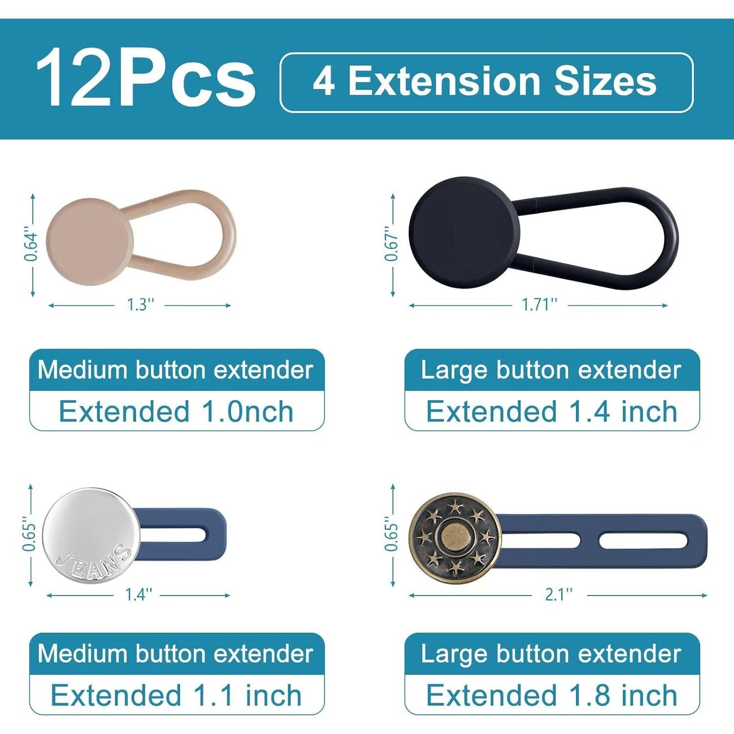 Extensores de Cintura KUNTAERY 12 Pcs Ajustables 2.54-4.57 cm