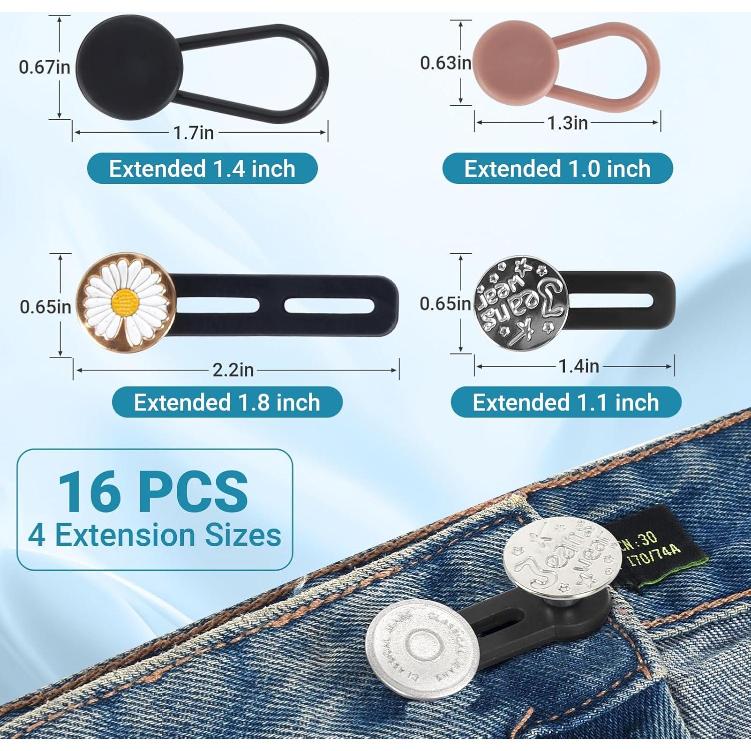 Extensores de Botón para Jeans 16PCS Unisex 2.54-4.57 cm