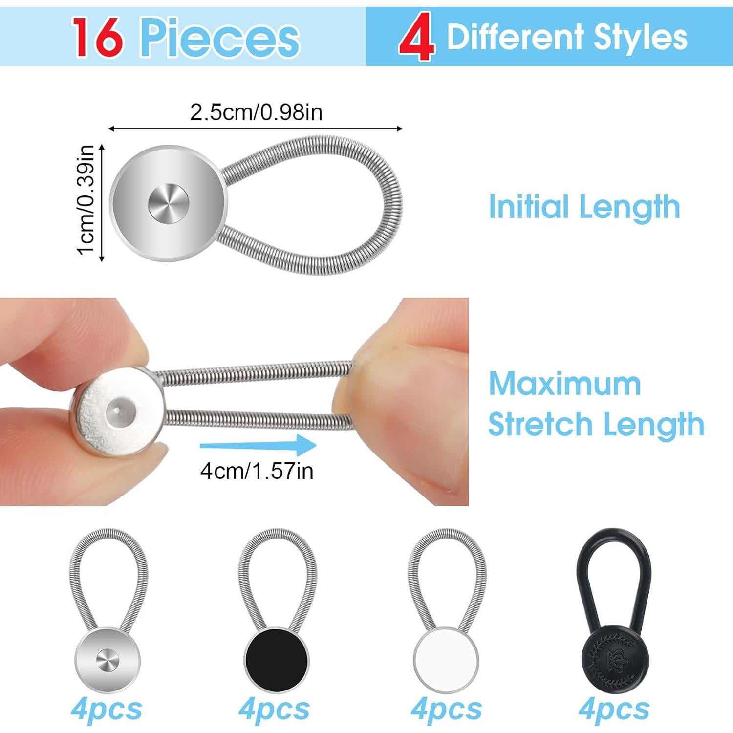 16 Extensores de Cuello Elásticos para Camisas de Hombre Okxiri