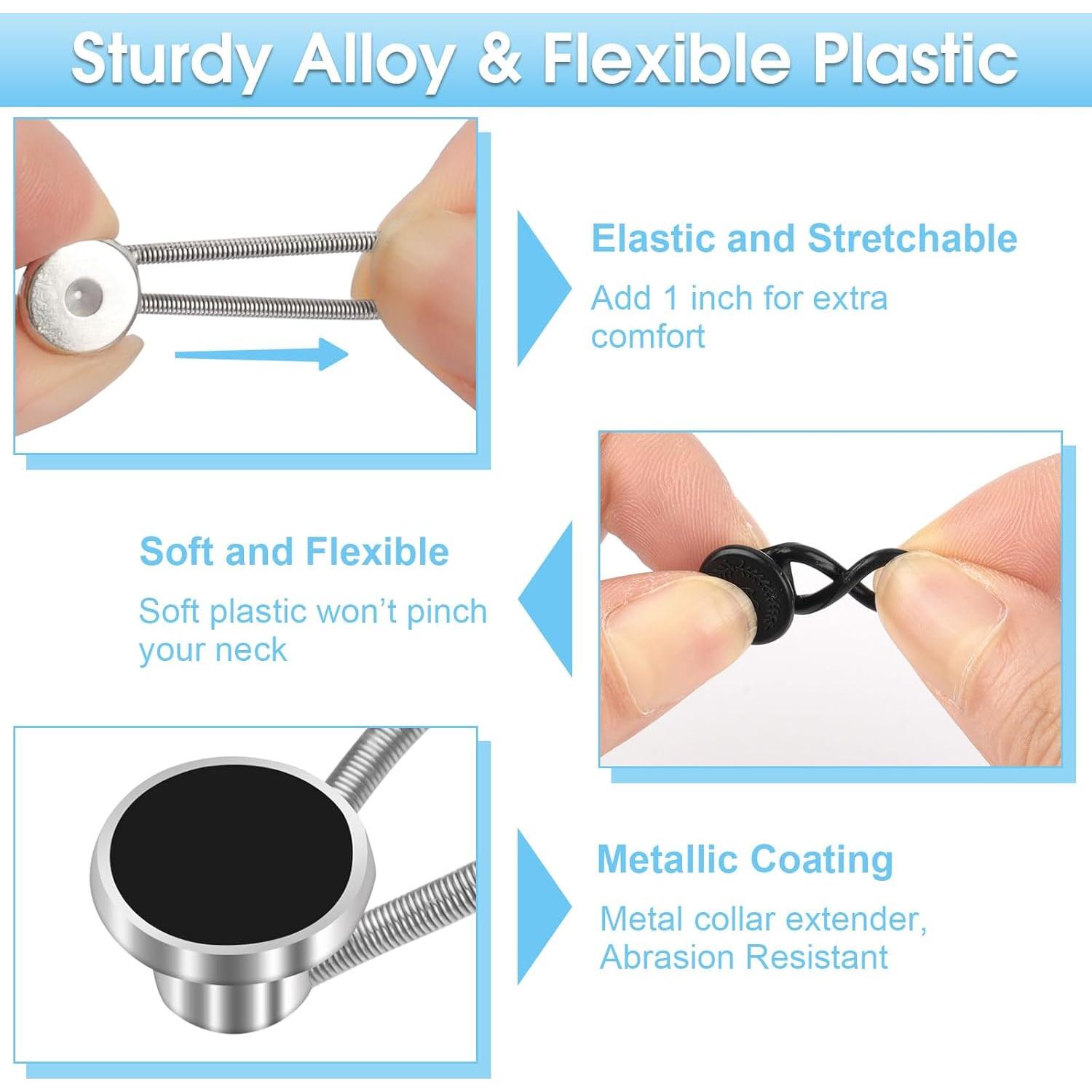 16 Extensores de Cuello Elásticos para Camisas de Hombre Okxiri