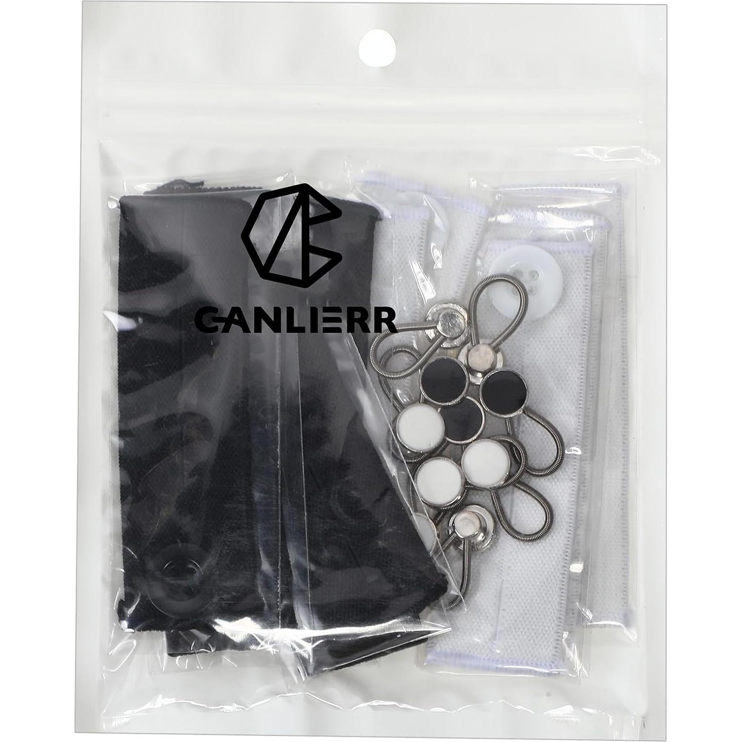 Juego de 20 Extensores de Botón Elástico Canlierr - Negro y Blanco