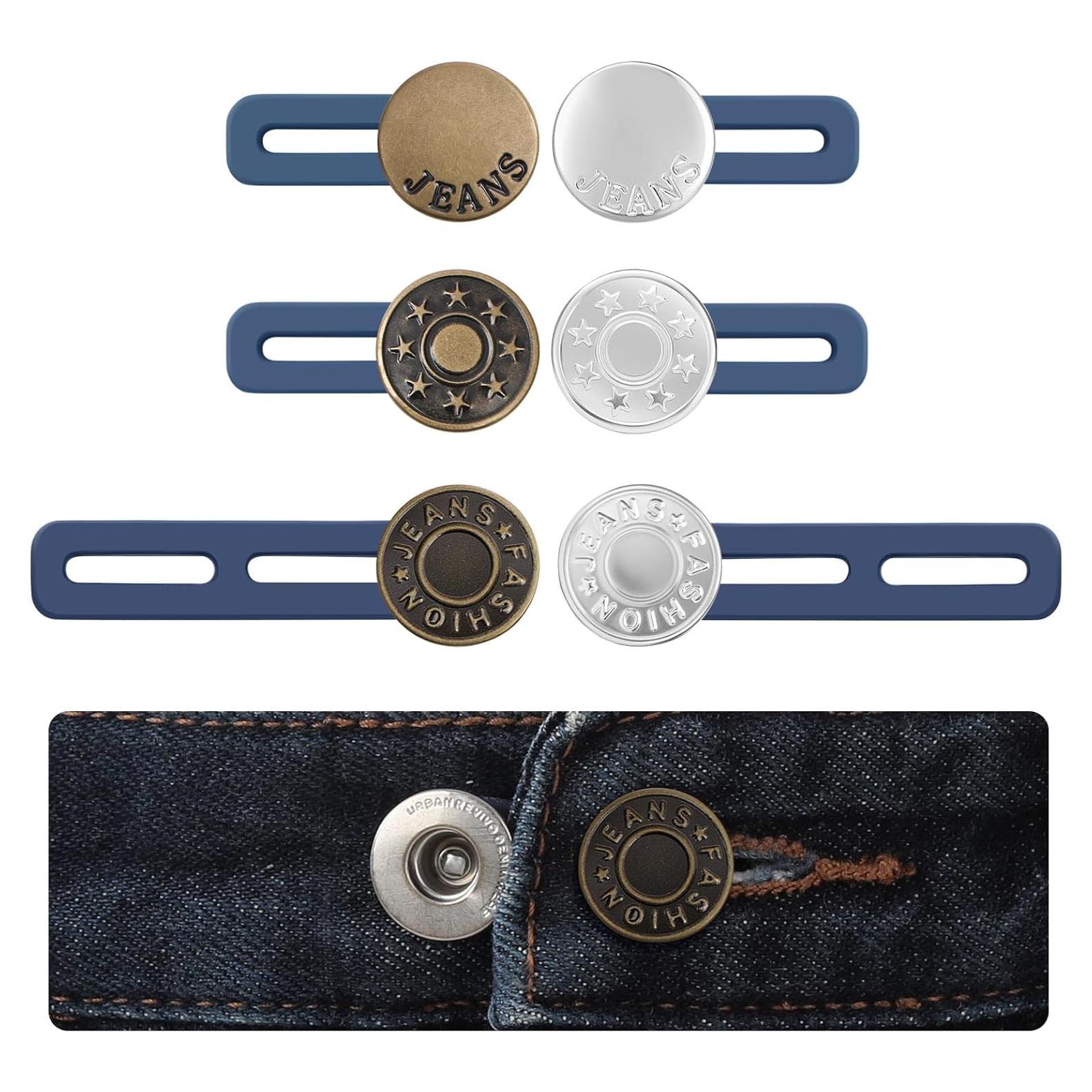 Extensores de Botón KUNTAERY para Jeans - 6 Piezas, 2.8-4.6 cm