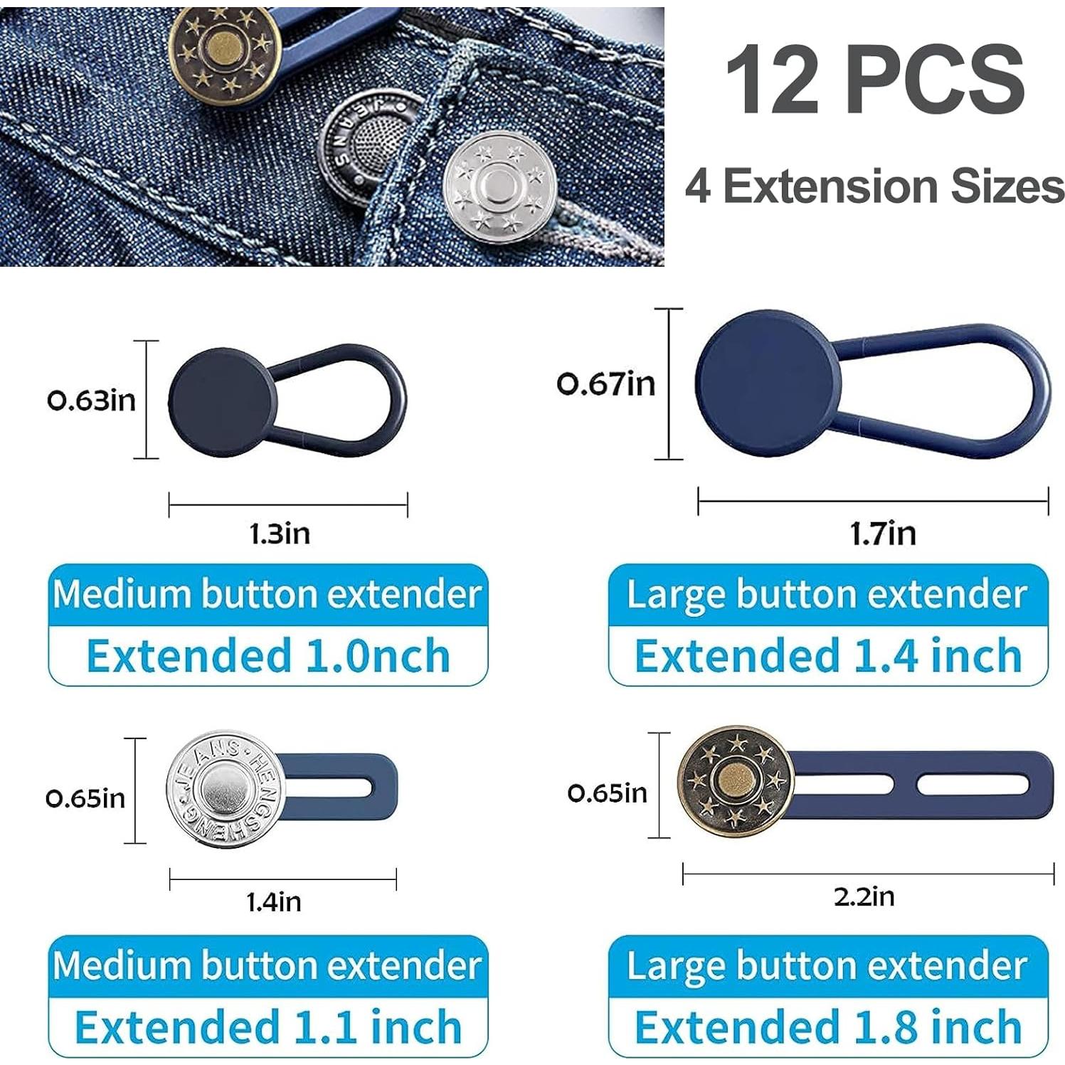 Extensores de Botones KAJUDA 12PCS Ajustables para Jeans