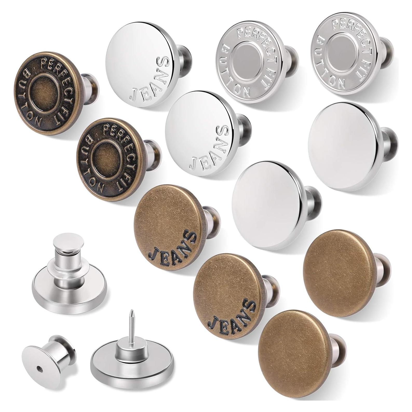 12 Botones de Reemplazo para Jeans Ceryvop Ajustables de Metal