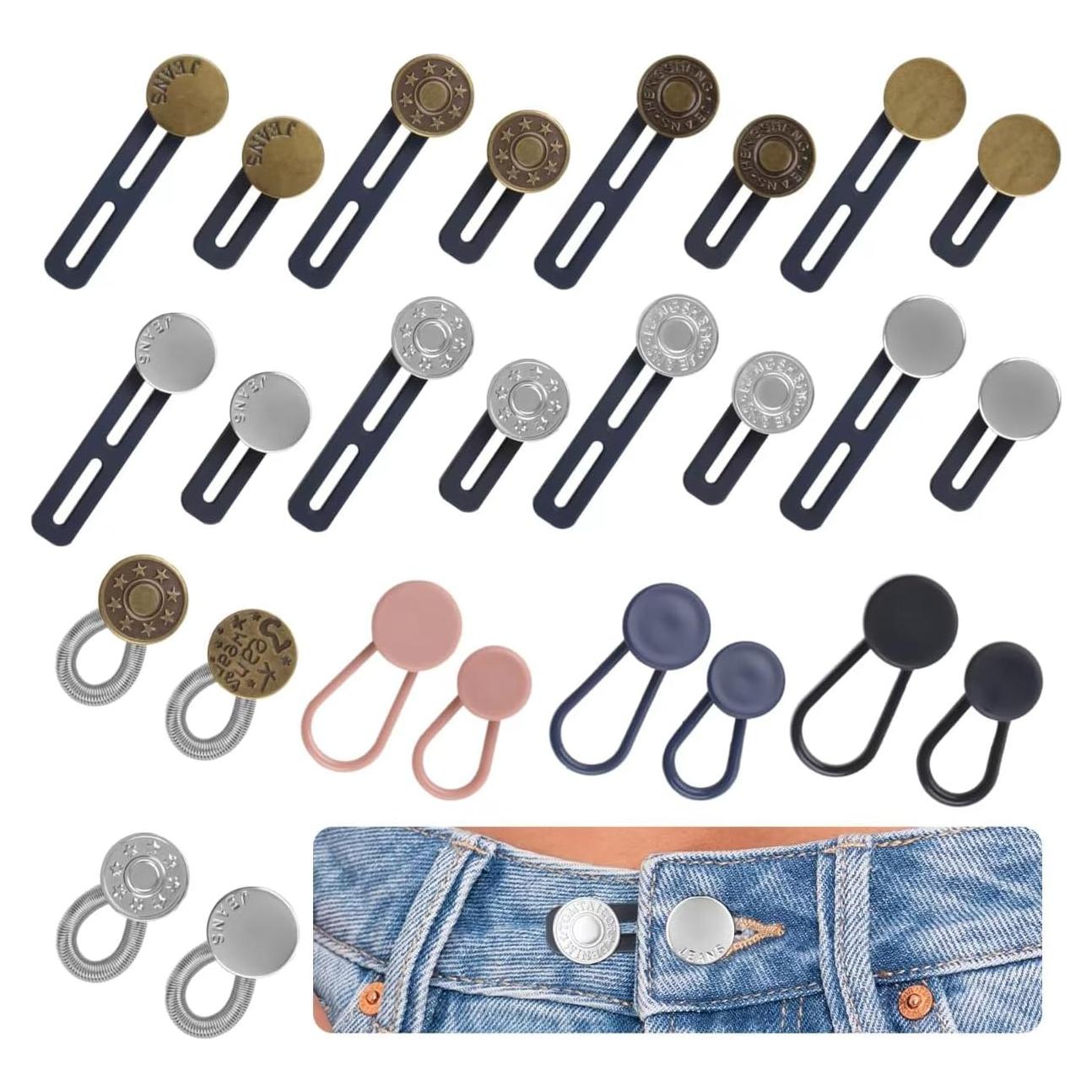 Extensores de Botones para Jeans Phinus - 26 Pcs Metal y Silicona