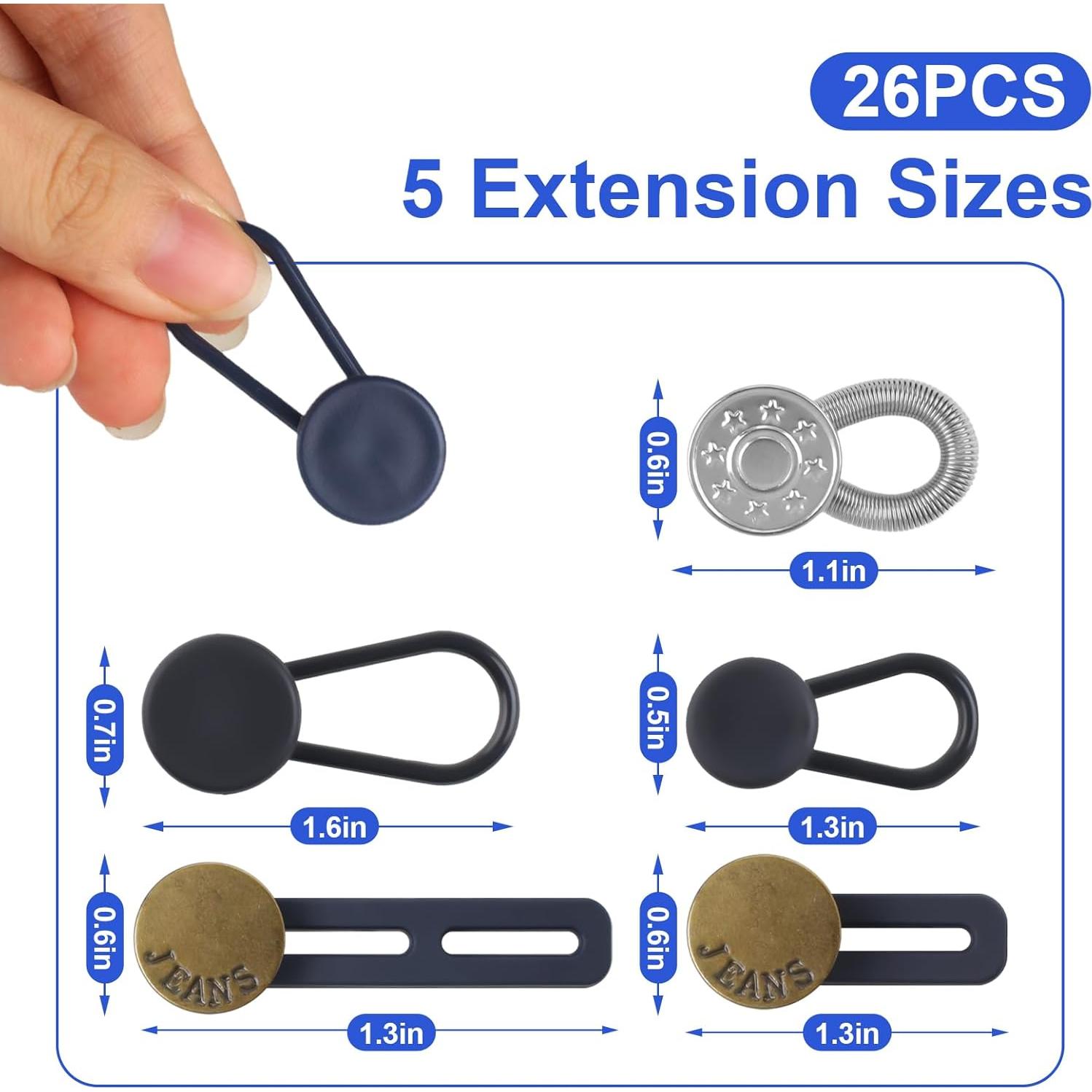Extensores de Botones para Jeans Phinus - 26 Pcs Metal y Silicona
