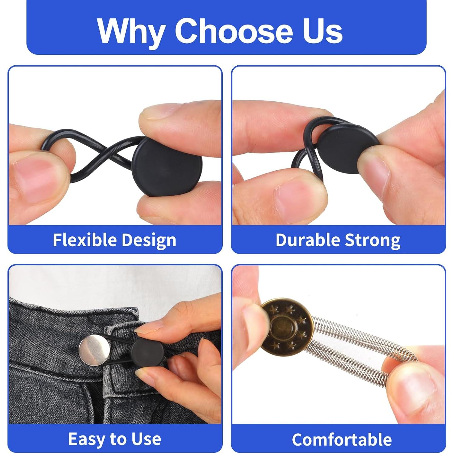 Extensores de Botones para Jeans Phinus - 26 Pcs Metal y Silicona