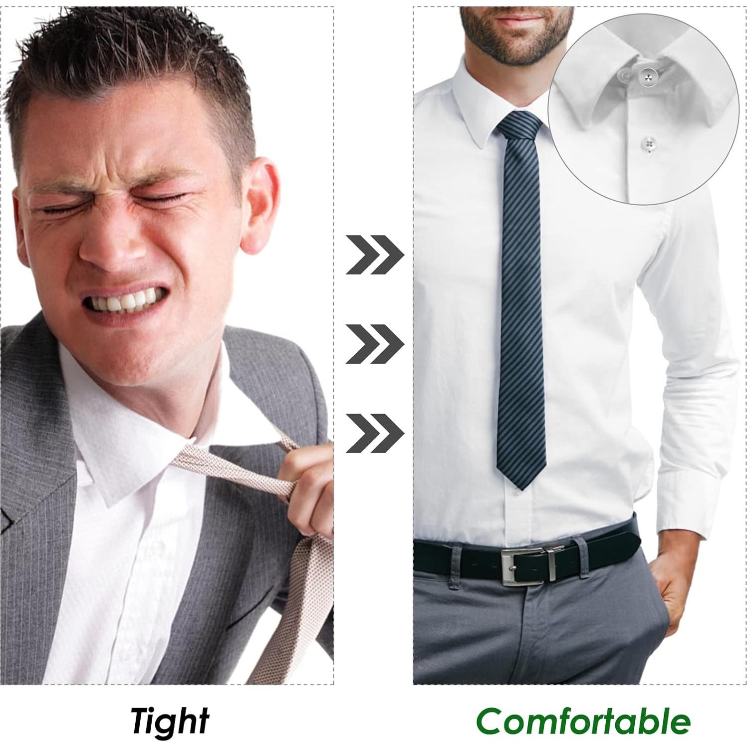 9Pcs Collar Extenders Button for Mens Shirts, Neck Extender Sewing Buttons Extender for Dress Shirts, Suits Cuffs, Coat, Jeans Pants for Men and Women (Black, White, Silver)