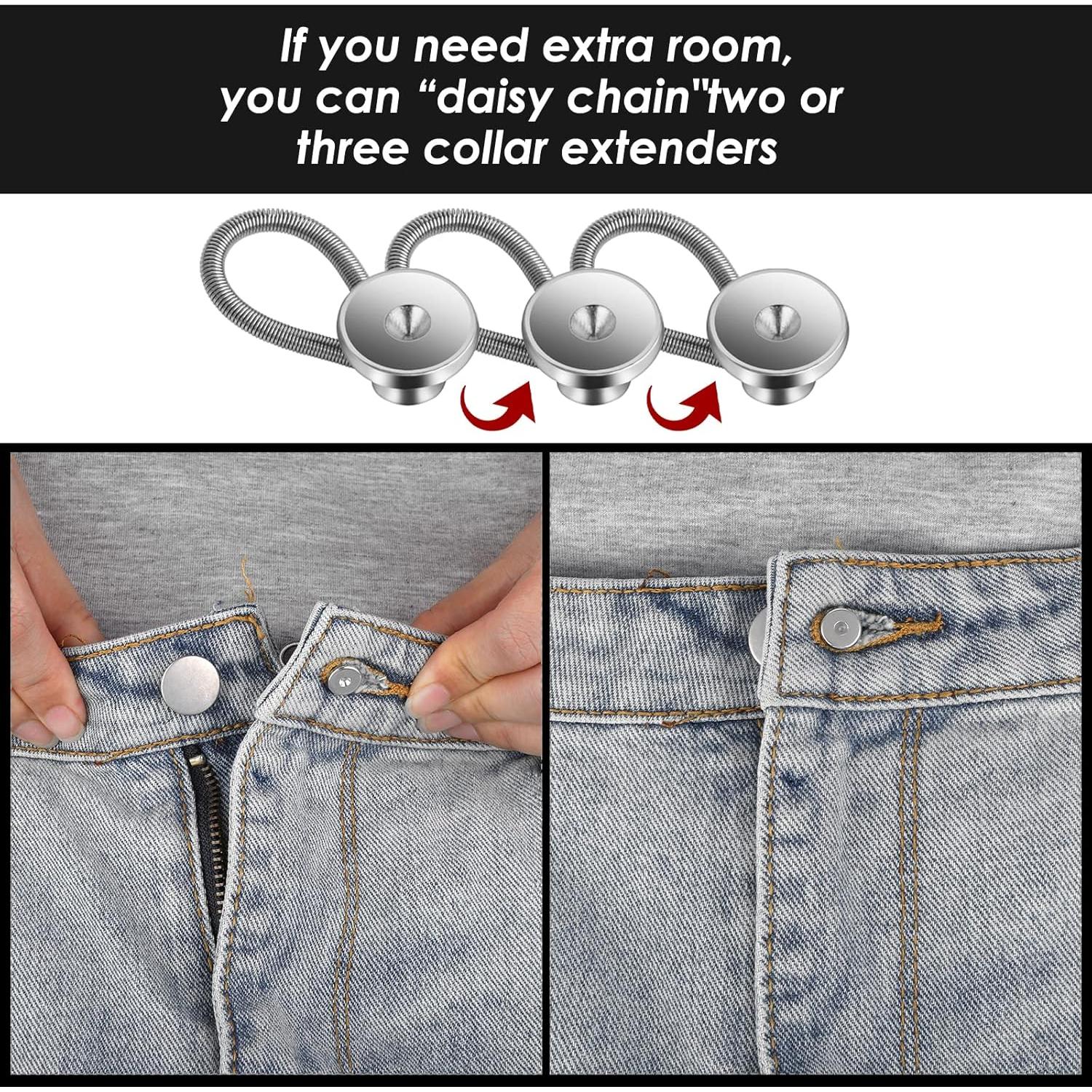 9Pcs Collar Extenders Button for Mens Shirts, Neck Extender Sewing Buttons Extender for Dress Shirts, Suits Cuffs, Coat, Jeans Pants for Men and Women (Black, White, Silver)