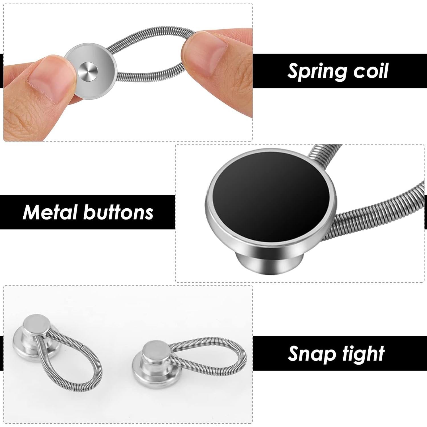 9Pcs Collar Extenders Button for Mens Shirts, Neck Extender Sewing Buttons Extender for Dress Shirts, Suits Cuffs, Coat, Jeans Pants for Men and Women (Black, White, Silver)