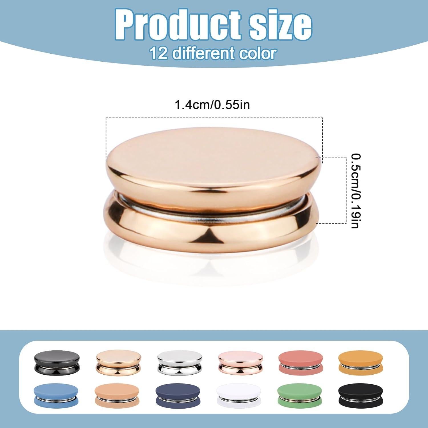 12 Alfileres Magnéticos Coloridos para Hijab - Sin Aguja