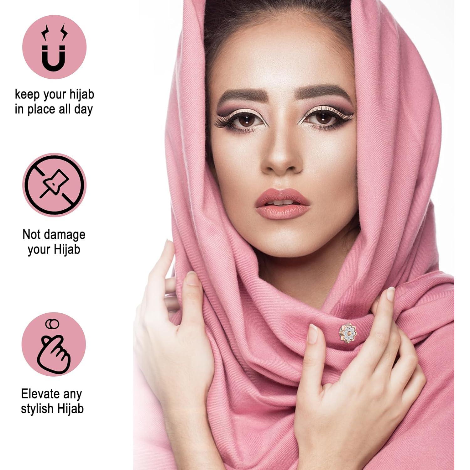 8 Pares Pines Magnéticos para Hijab Ballsy - Rhinestones/Perlas