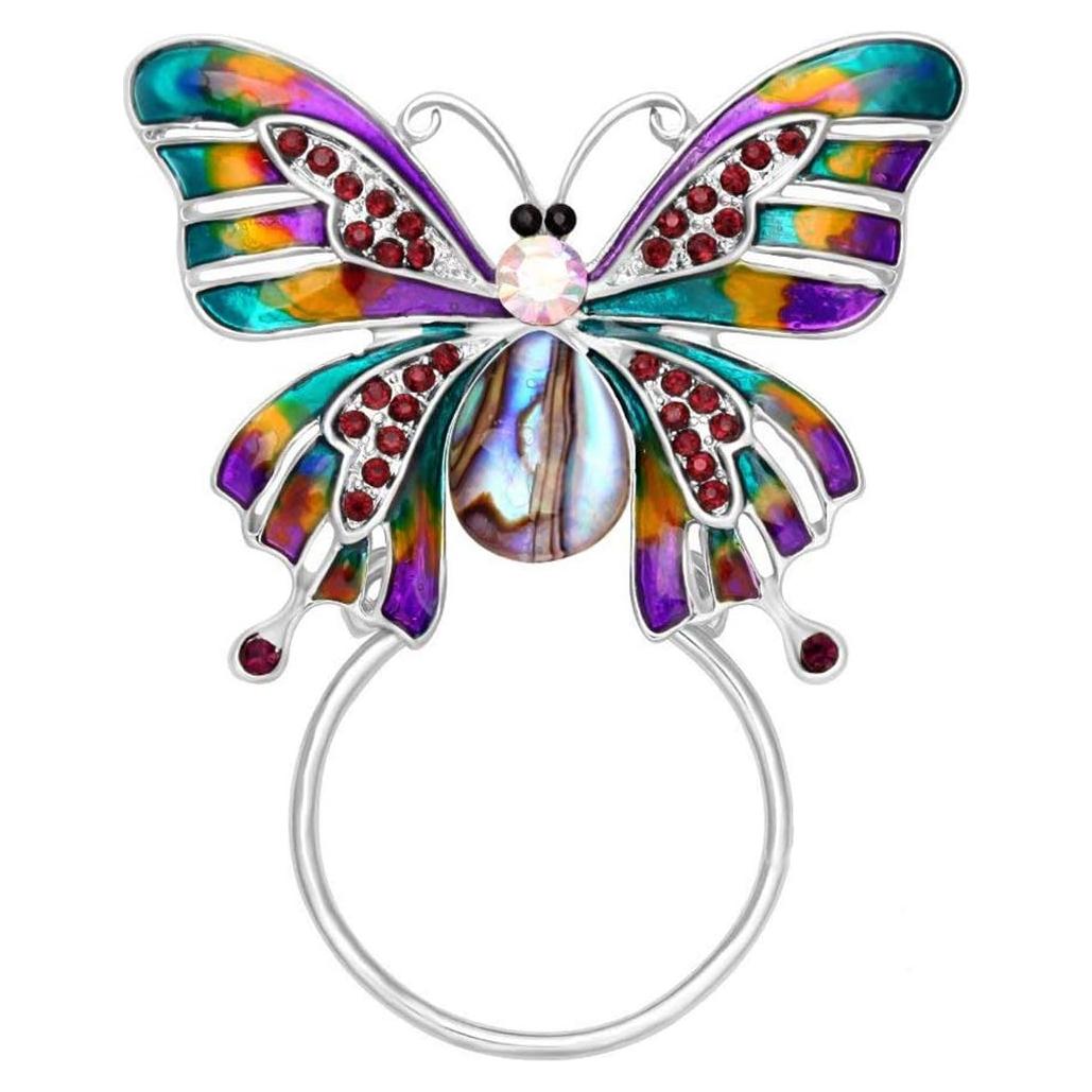 Broche Magnético de Mariposa Colorida SENFAI con Concha de Abulón