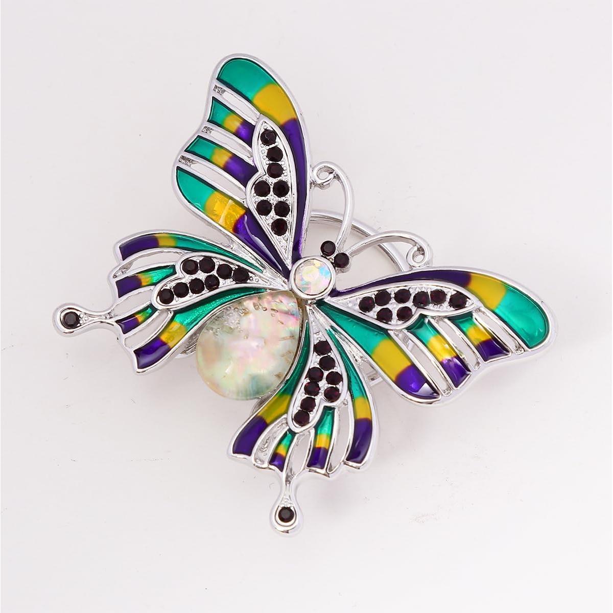 Broche Magnético de Mariposa Colorida SENFAI con Concha de Abulón