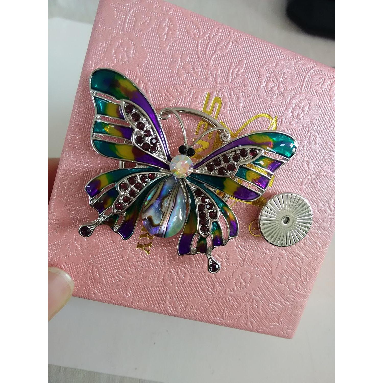 Broche Magnético de Mariposa Colorida SENFAI con Concha de Abulón