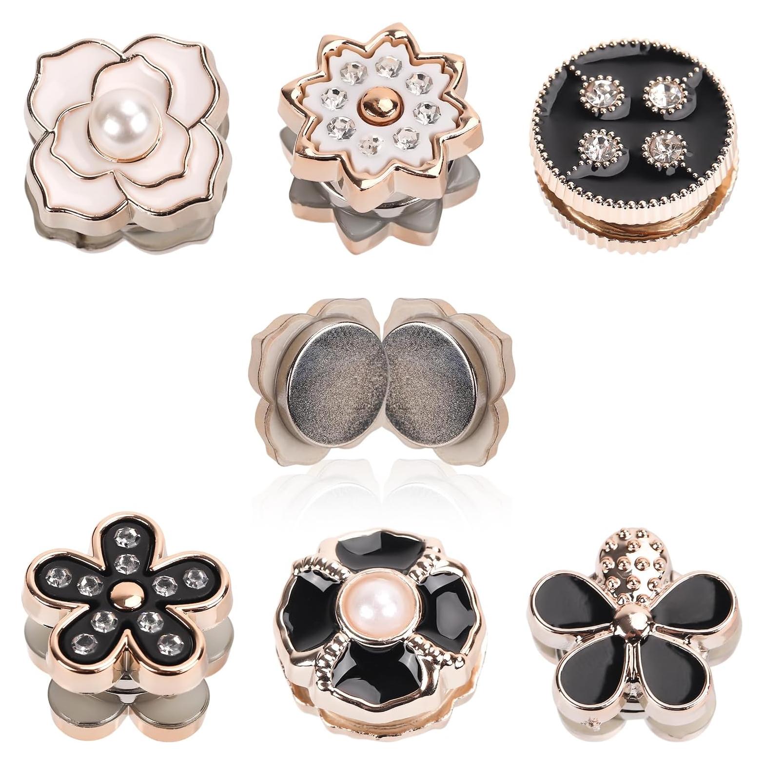 12 Pines Magnéticos para Hijab NQEUEPN - Sin Aguja, Negros y Blancos