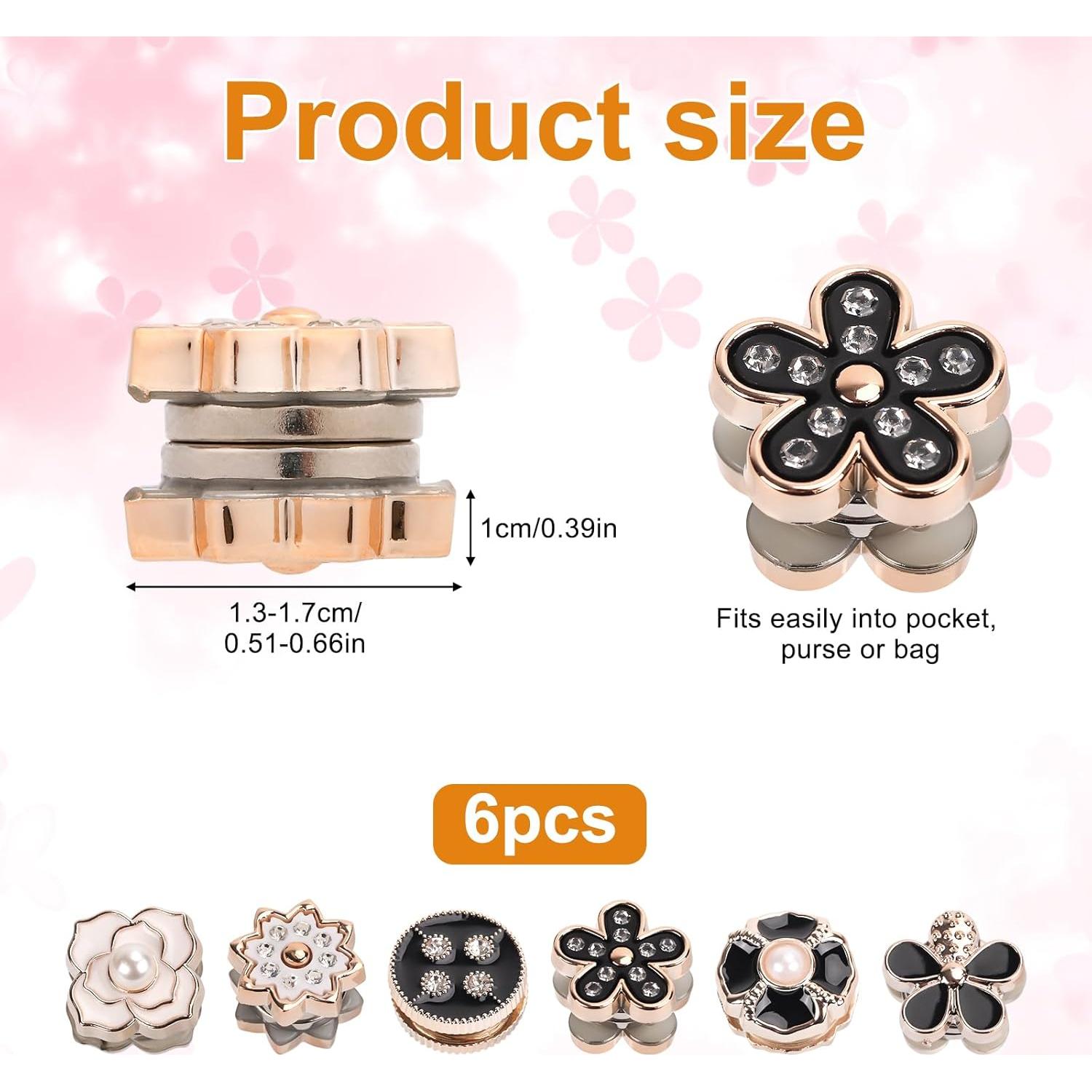 12 Pines Magnéticos para Hijab NQEUEPN - Sin Aguja, Negros y Blancos