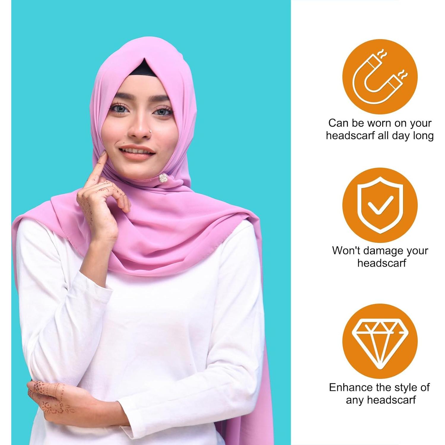 12 Pines Magnéticos para Hijab NQEUEPN - Sin Aguja, Negros y Blancos