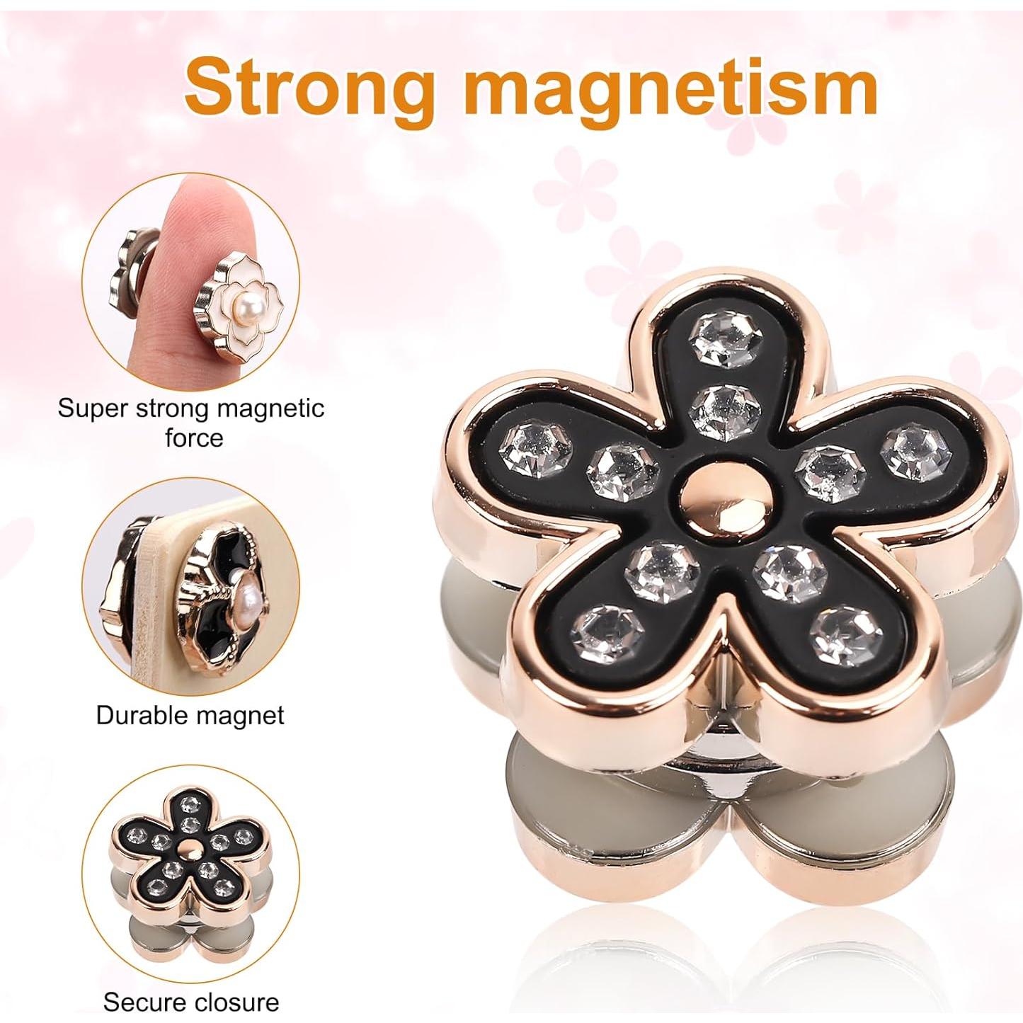 12 Pines Magnéticos para Hijab NQEUEPN - Sin Aguja, Negros y Blancos