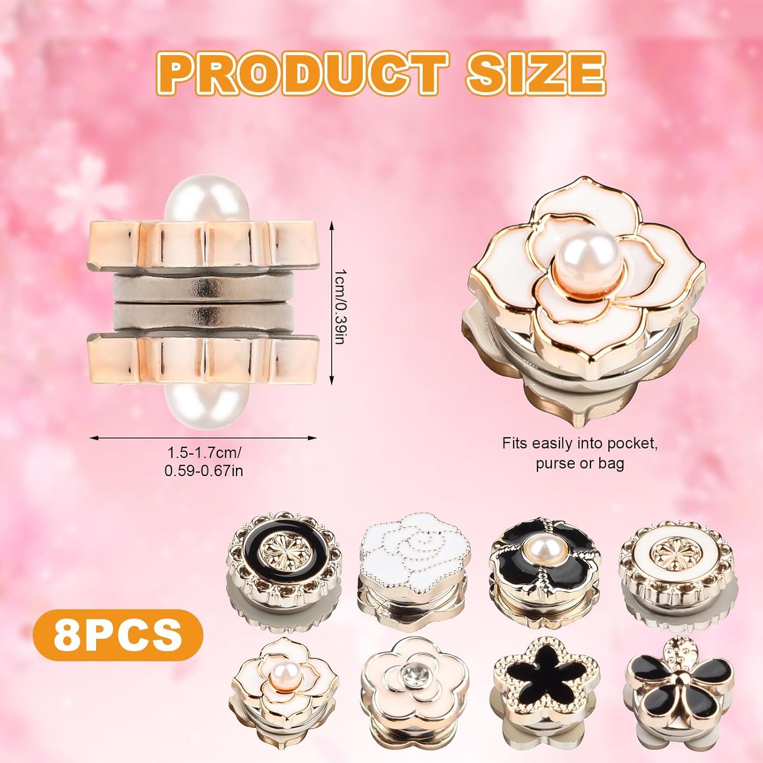 Pines Magnéticos para Hijab Cecliy, Paquete de 8 Flores