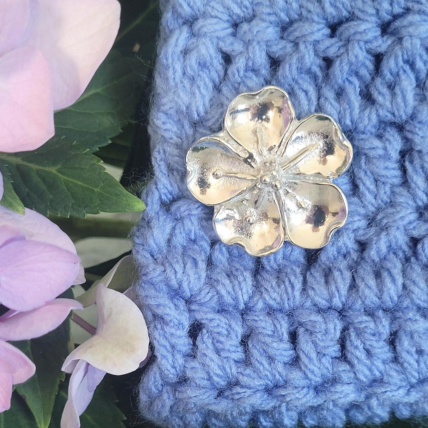 Pin de Bufanda Flor de Cerezo Pewter Hecho a Mano 3.18cm