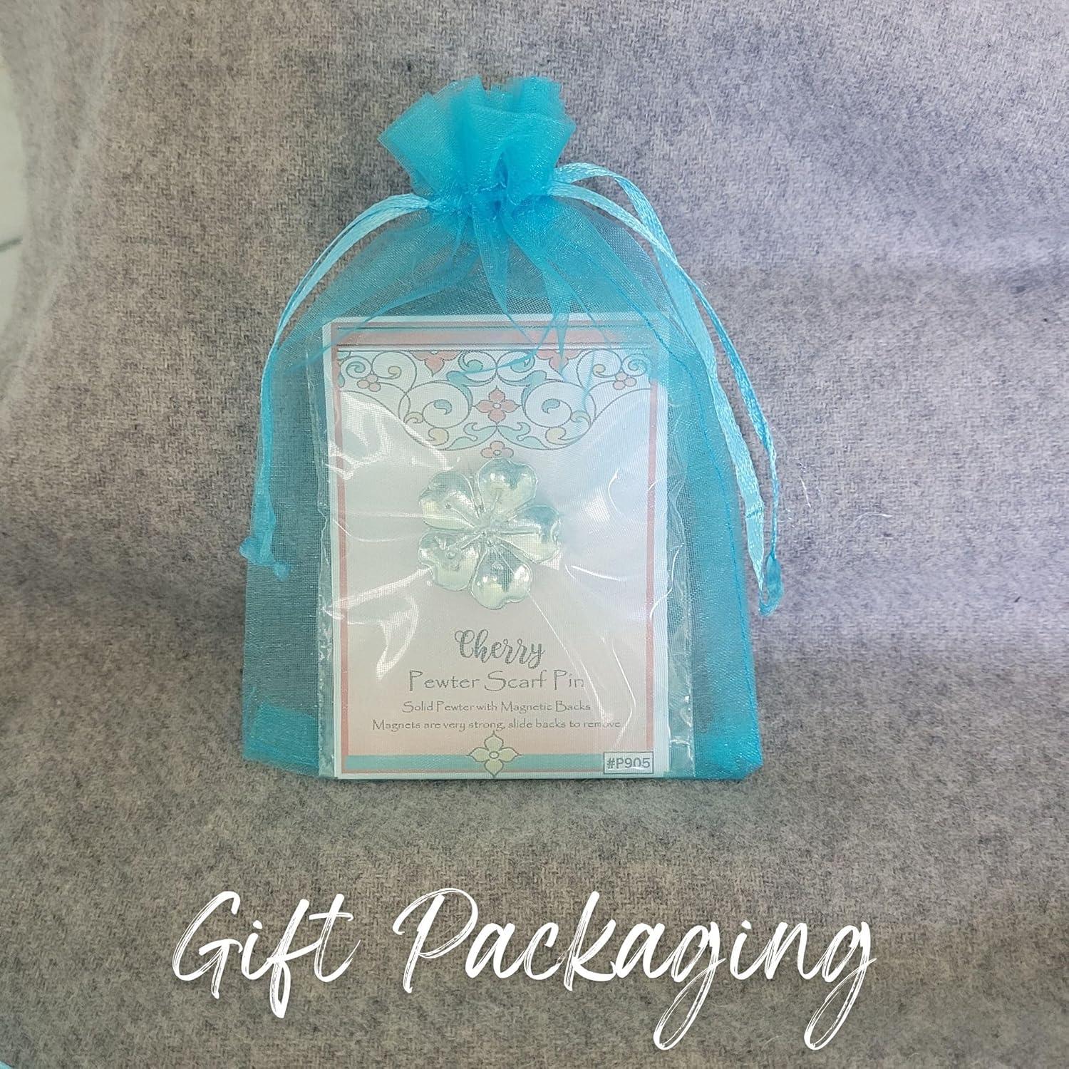 Pin de Bufanda Flor de Cerezo Pewter Hecho a Mano 3.18cm