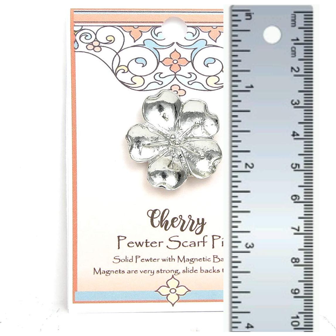 Pin de Bufanda Flor de Cerezo Pewter Hecho a Mano 3.18cm