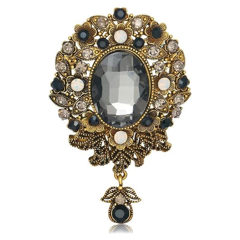 Broche Vintage de Diamante en Gota para Mujeres - Cristal Elegante