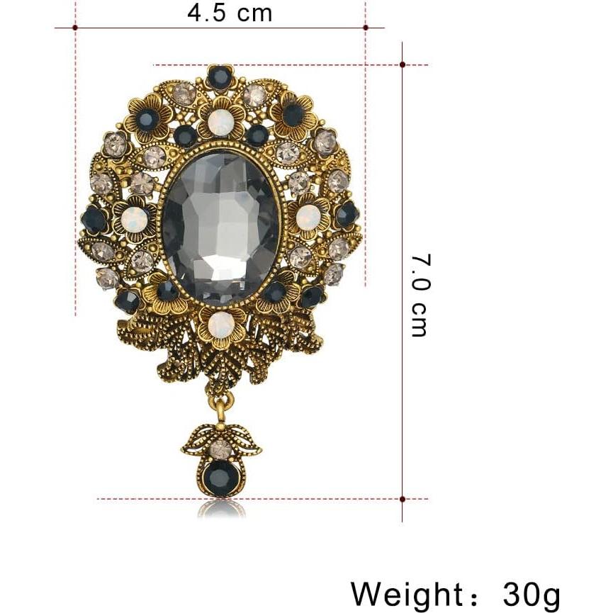 Broche Vintage de Diamante en Gota para Mujeres - Cristal Elegante