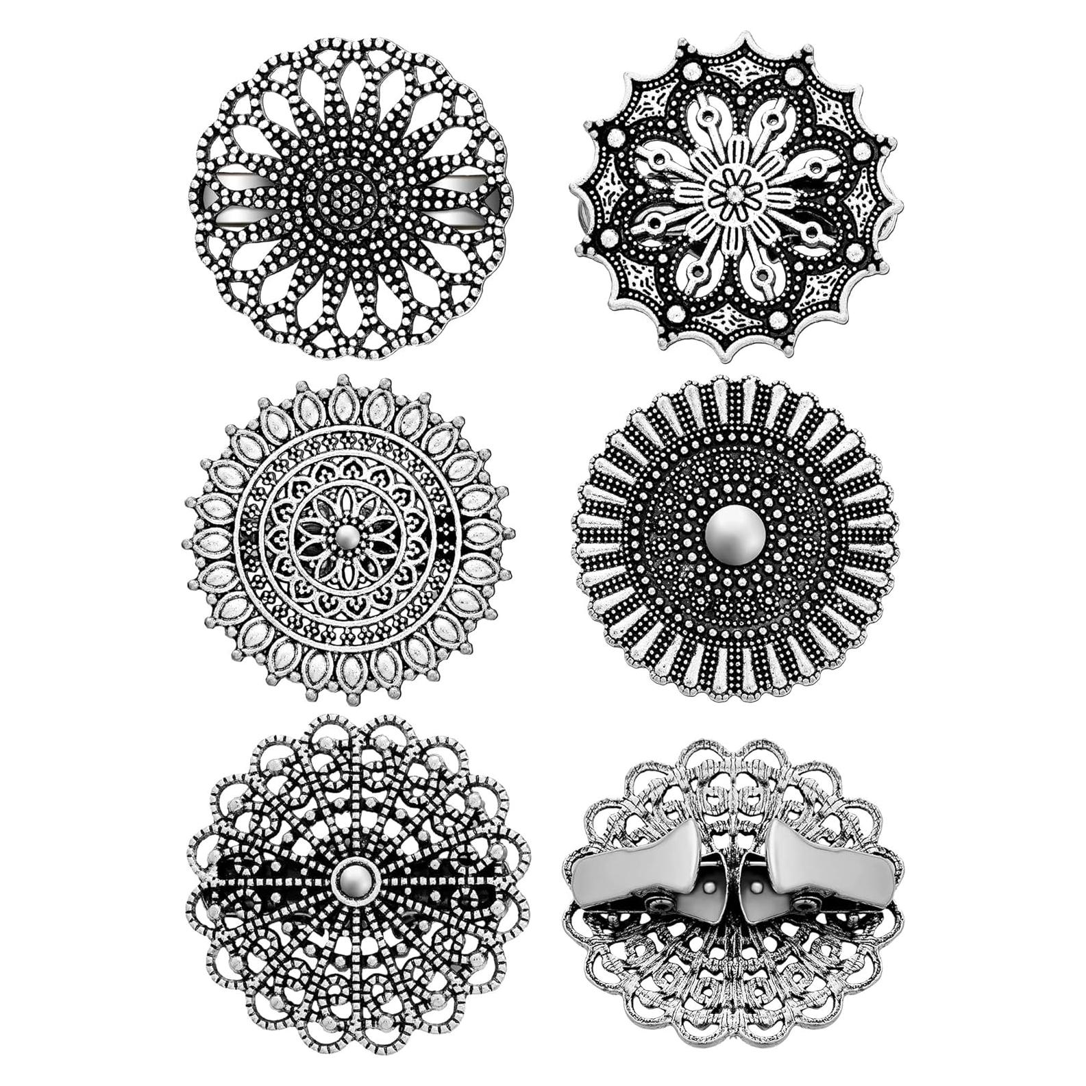 Juego de 5 Clips Retro para Suéteres y Chalecos - Plata