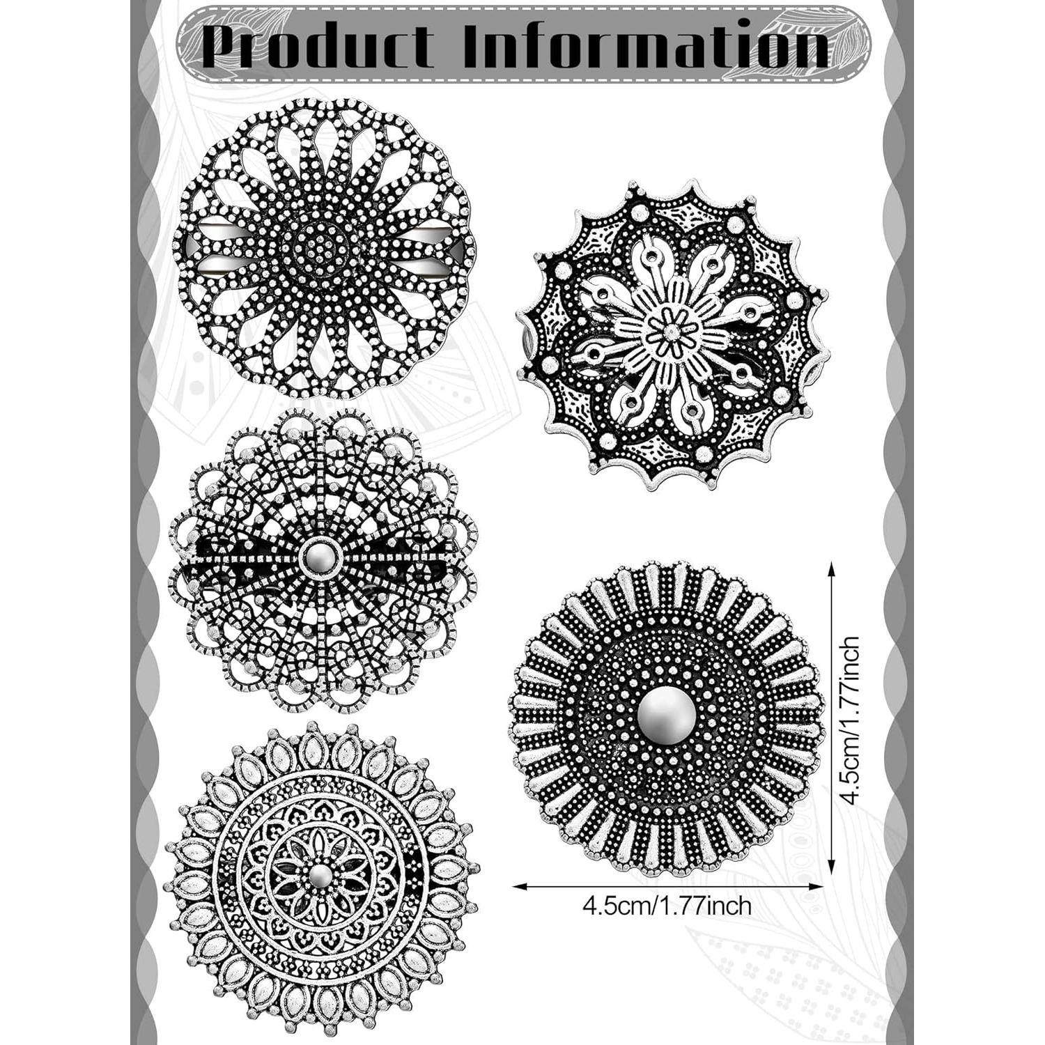 Juego de 5 Clips Retro para Suéteres y Chalecos - Plata