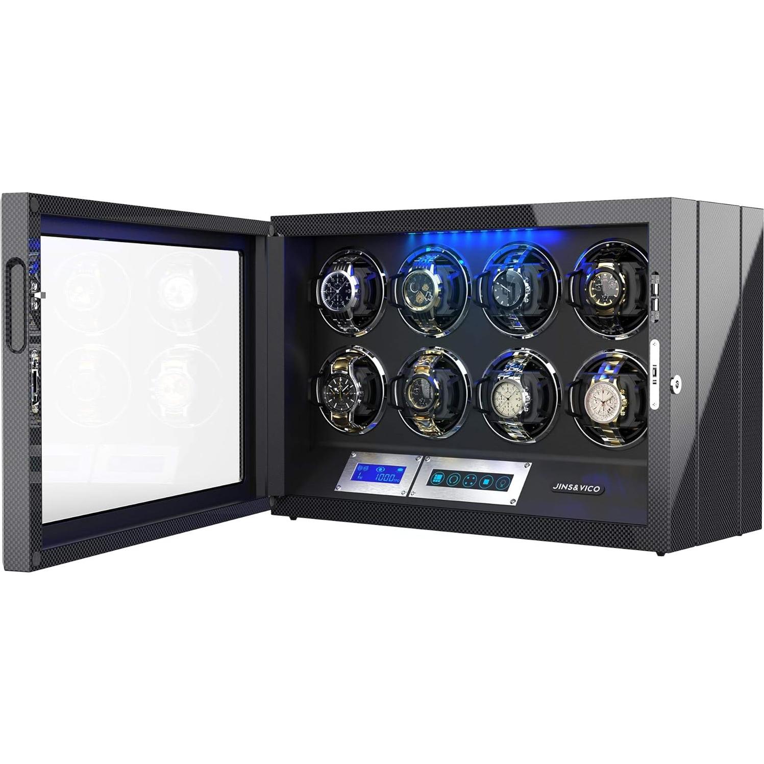 Enrollador de Reloj JINS&VICO 8 Espacios Fibra de Carbono