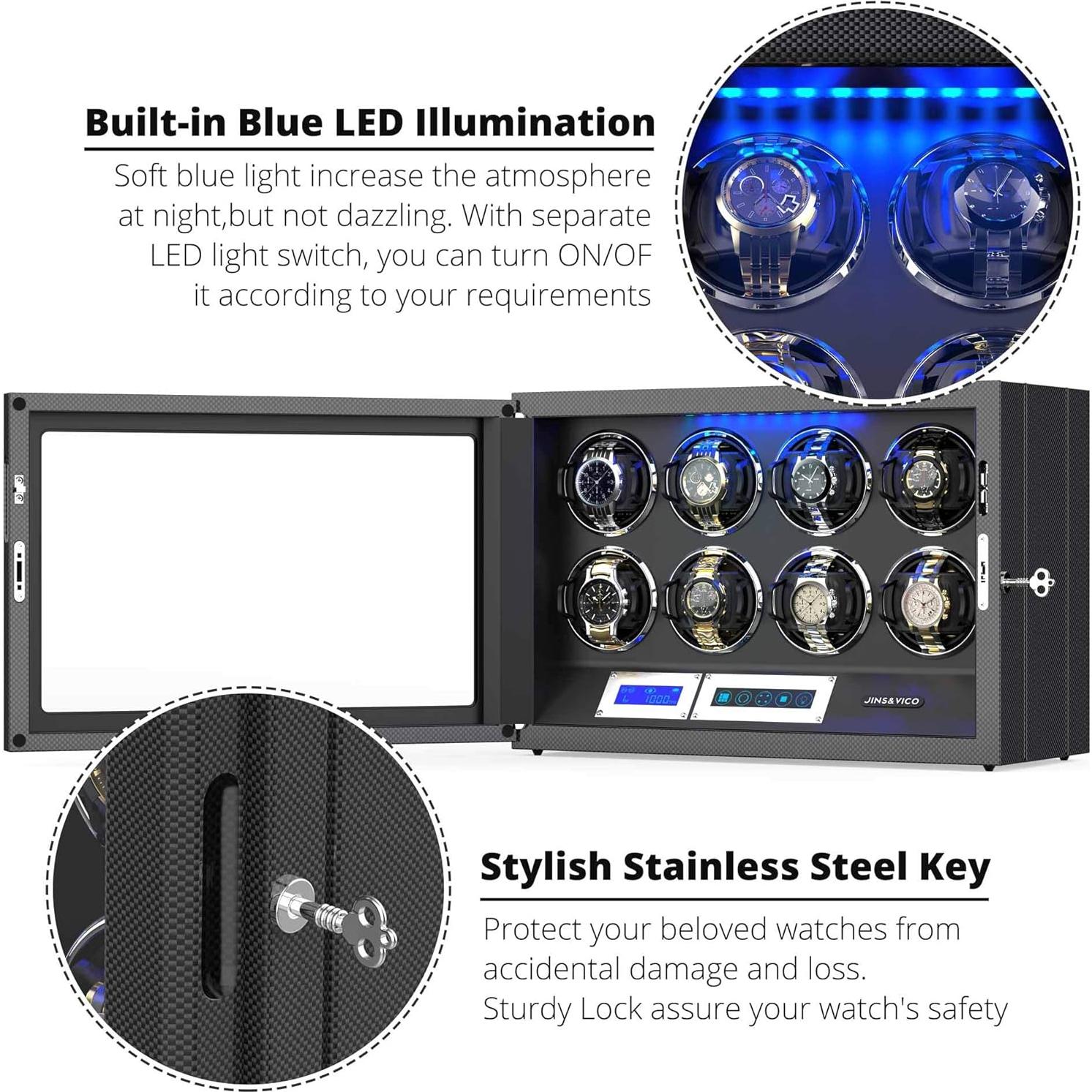 Enrollador de Reloj JINS&VICO 8 Espacios Fibra de Carbono