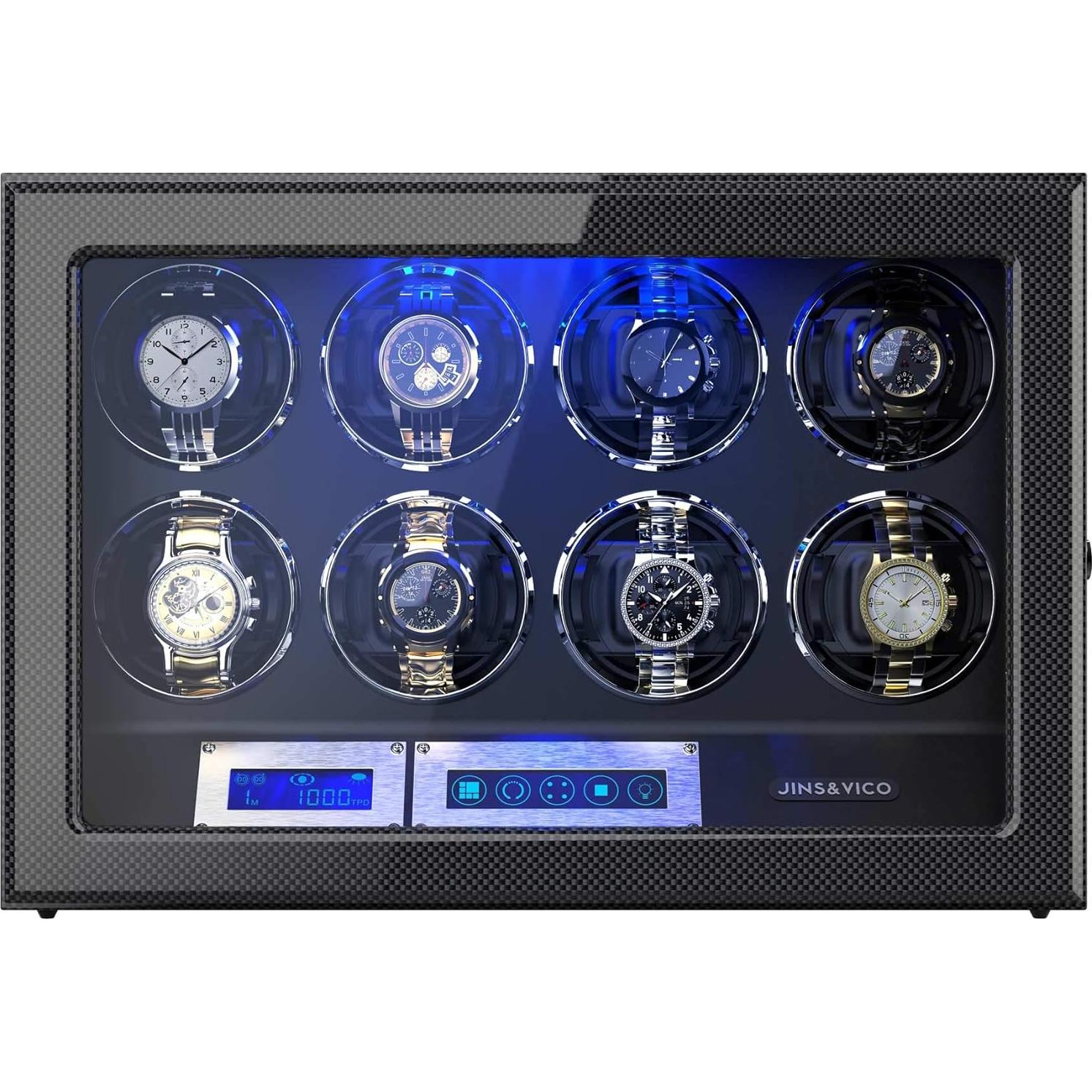 Enrollador de Reloj JINS&VICO 8 Espacios Fibra de Carbono