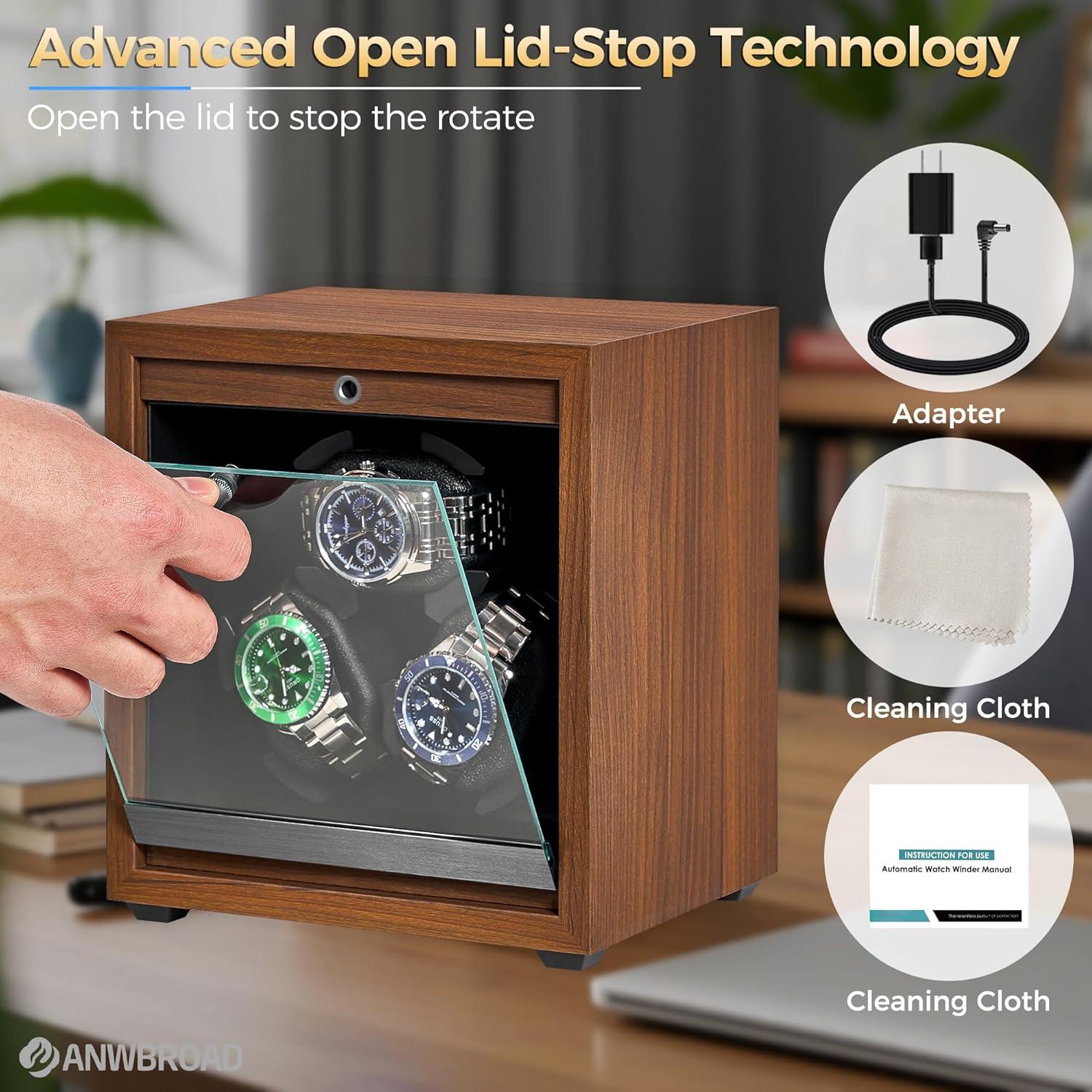 Caja de Reloj Automático ANWBROAD para 3 Relojes con LED