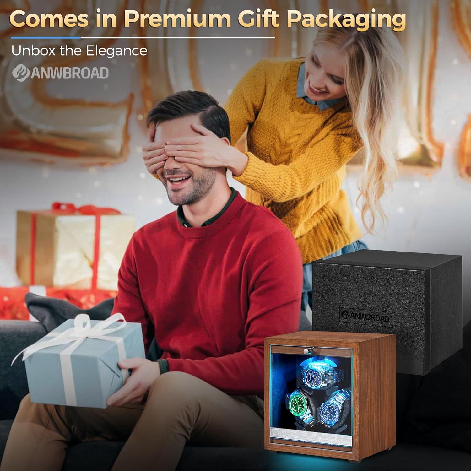 Caja de Reloj Automático ANWBROAD para 3 Relojes con LED