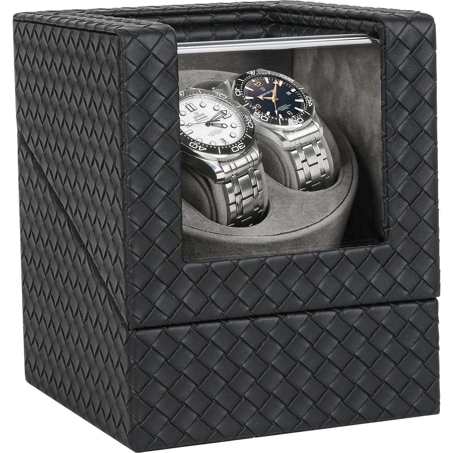 Enrollador Doble de Reloj WUGE - Cuero PU Premium, Silencioso