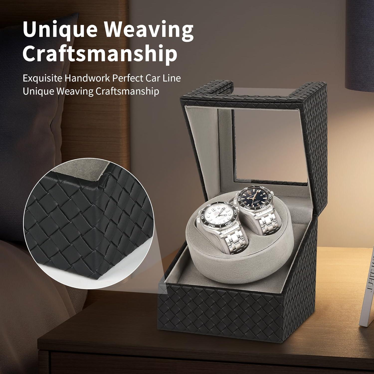 Enrollador Doble de Reloj WUGE - Cuero PU Premium, Silencioso