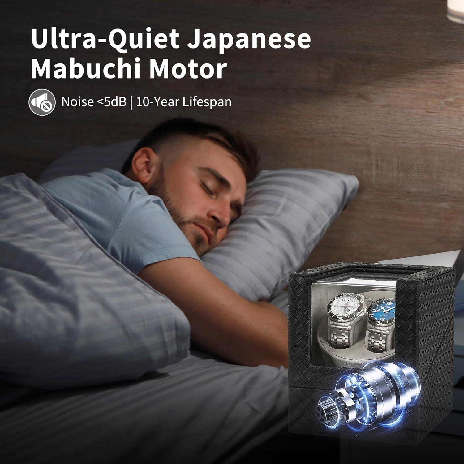 Enrollador Doble de Reloj WUGE - Cuero PU Premium, Silencioso