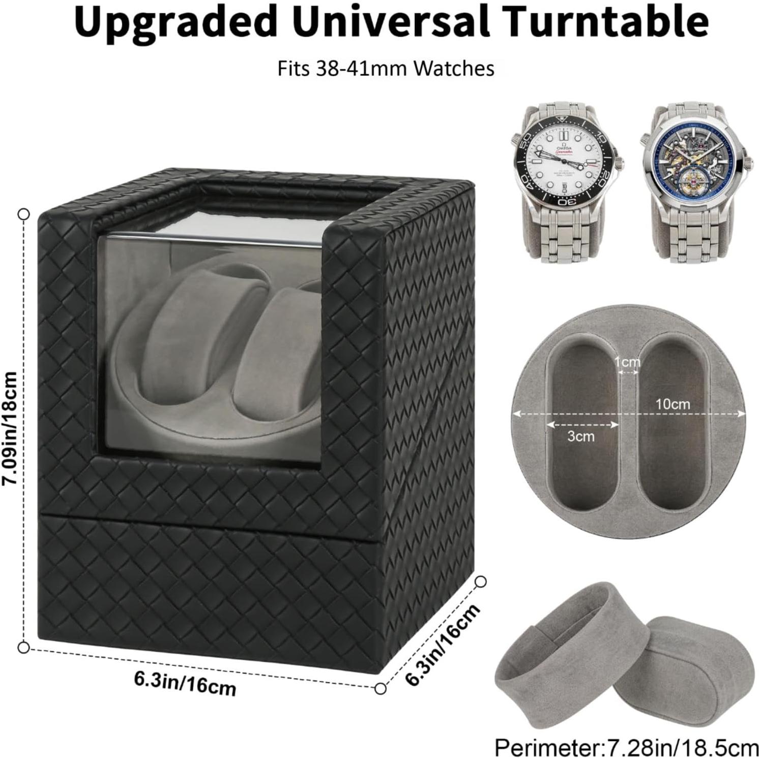 Enrollador Doble de Reloj WUGE - Cuero PU Premium, Silencioso