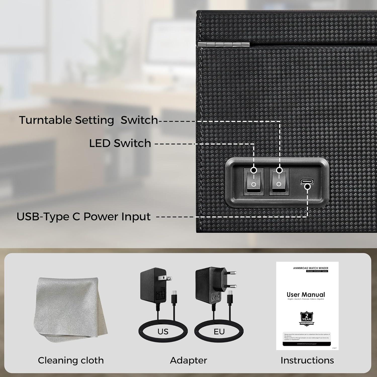 Enrollador de Relojes ANWBROAD JWW002 4+6 Ranuras Motor Silencioso