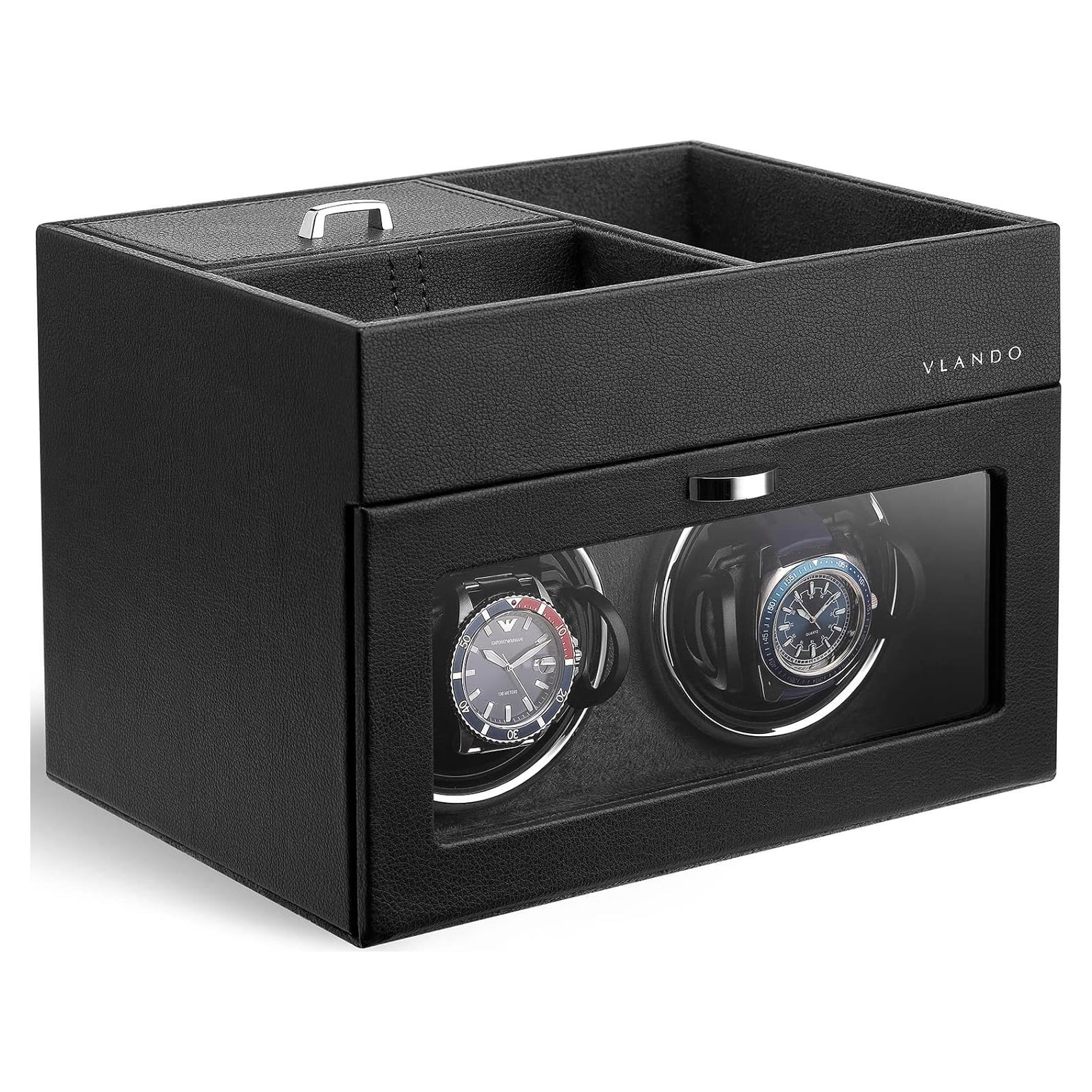 Winder de Reloj Automático Doble Vlando con Bandeja Organizadora
