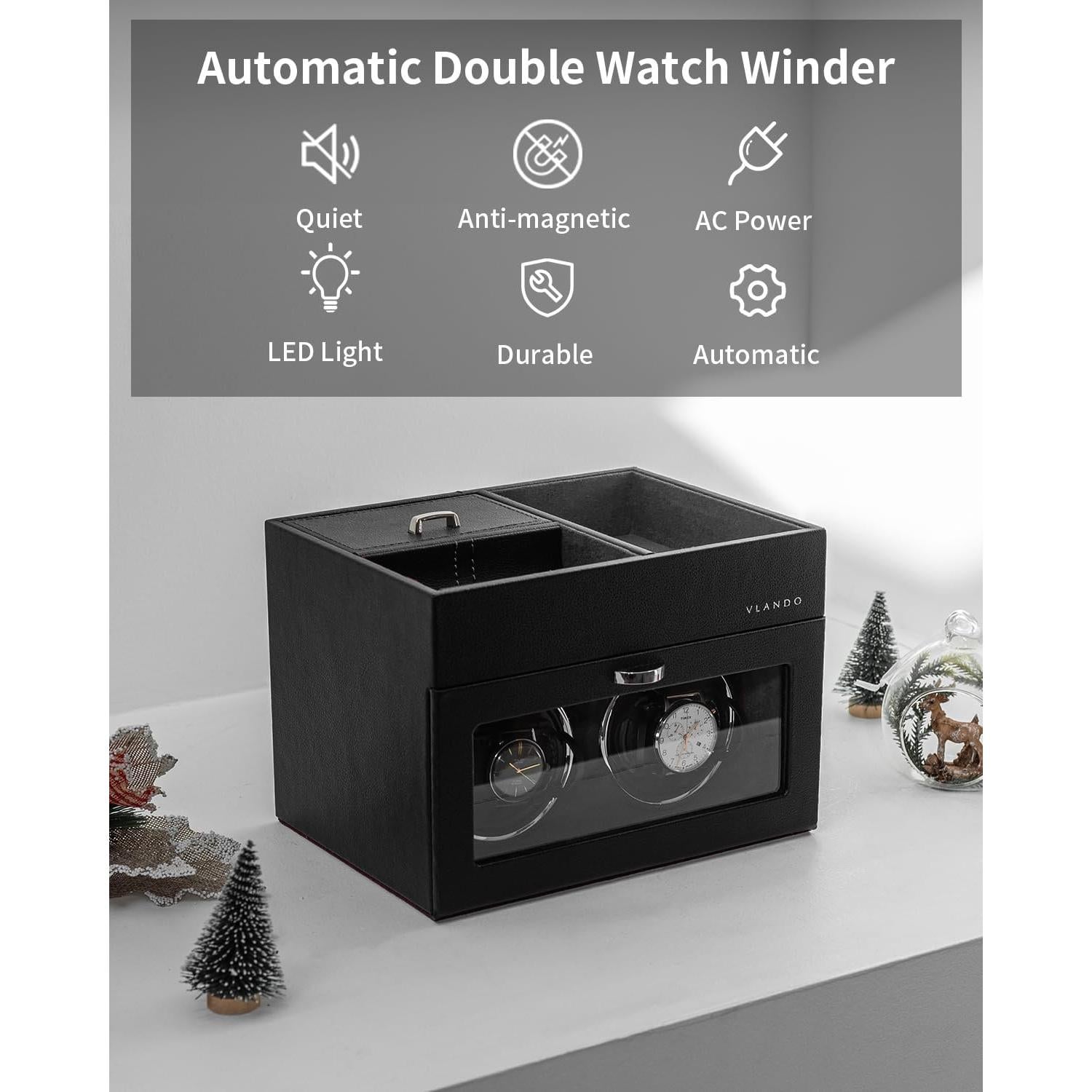 Winder de Reloj Automático Doble Vlando con Bandeja Organizadora