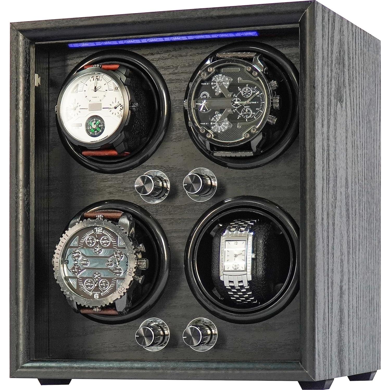 Reloj Winder ORYX HB0046 de Madera con 4 Almacenamientos y Luz LED