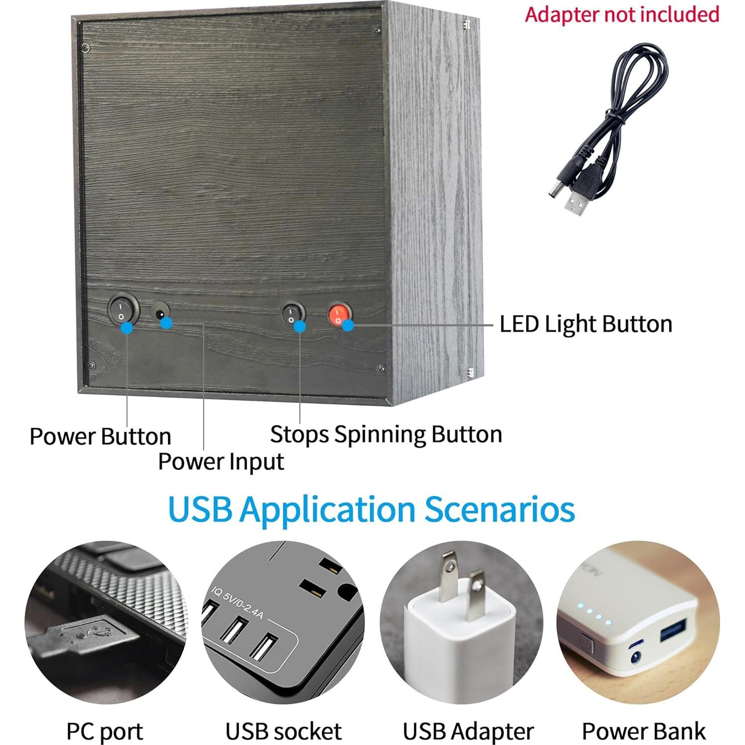 Reloj Winder ORYX HB0046 de Madera con 4 Almacenamientos y Luz LED