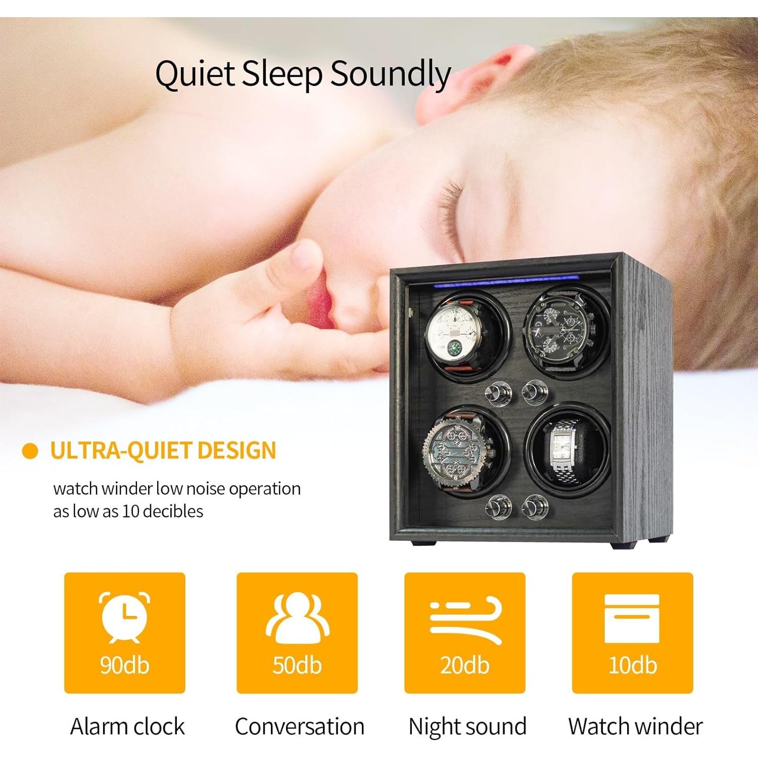 Reloj Winder ORYX HB0046 de Madera con 4 Almacenamientos y Luz LED